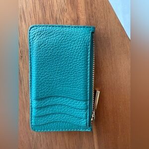 Cuyana Leather Wallet Zip Cardholder in Emerald